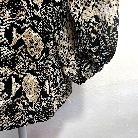 BELONGSCI Women's Loose Blouse Long Sleeved V-Neck Top Medium Animal Print - Picture 16 of 16